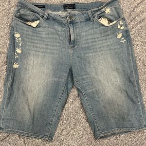 Embroidered Denim Shorts